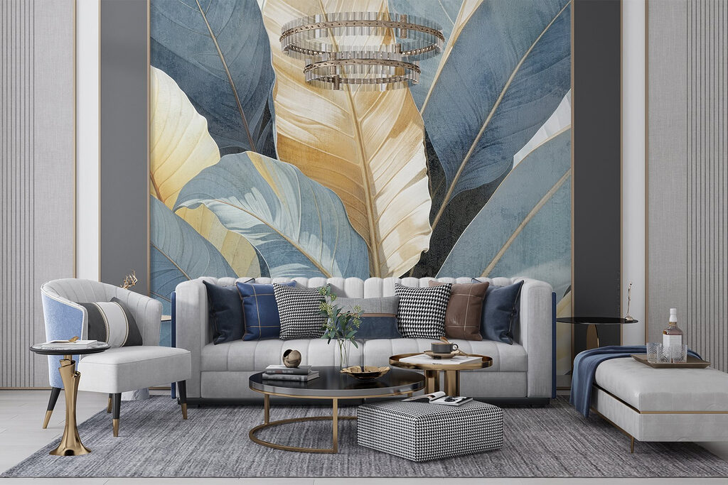Blauwe bladeren met goudnerven — interieur 5