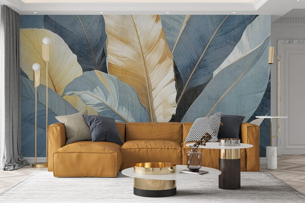 Blauwe bladeren met goudnerven — interieur 6