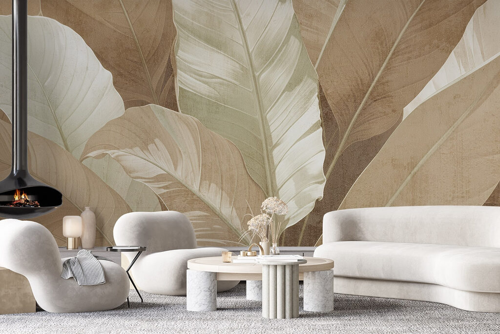 Zandkleurige en roomwitte bladlagen — interieur 2