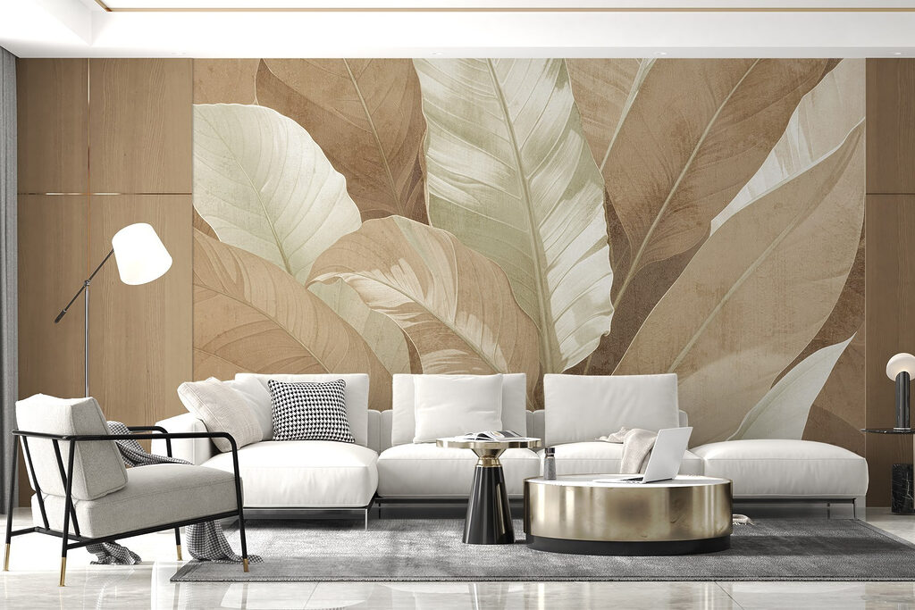 Zandkleurige en roomwitte bladlagen — interieur 3