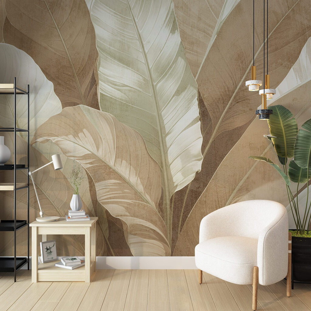 Zandkleurige en roomwitte bladlagen — interieur 4