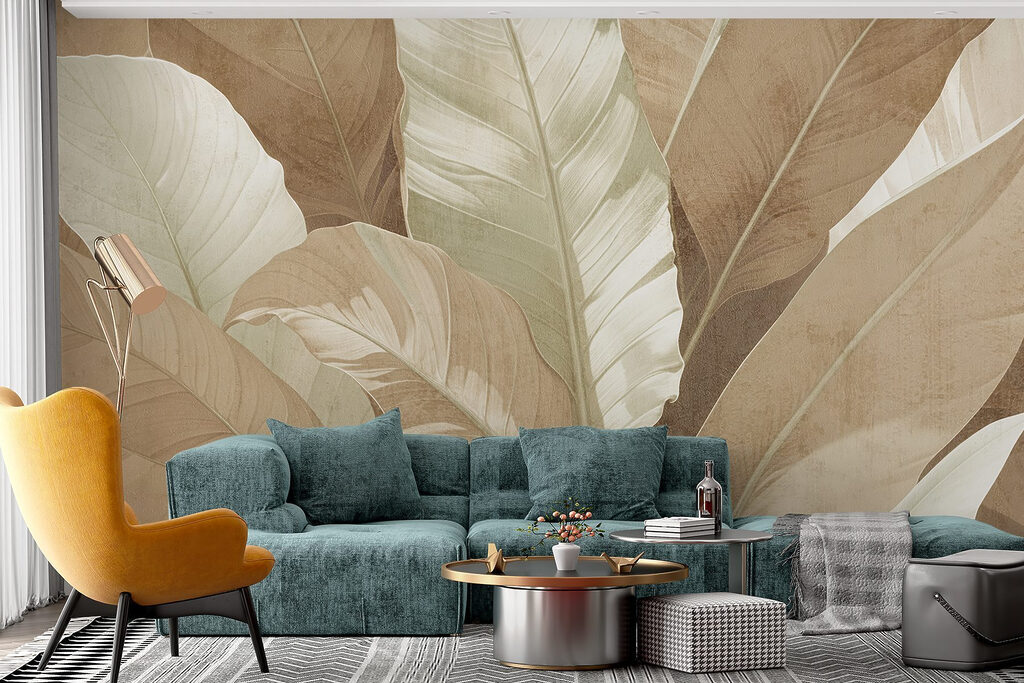 Zandkleurige en roomwitte bladlagen — interieur 5
