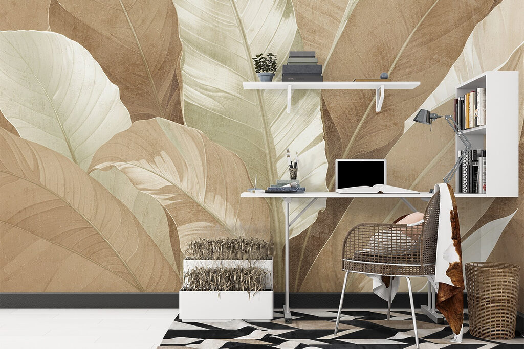 Zandkleurige en roomwitte bladlagen — interieur 6
