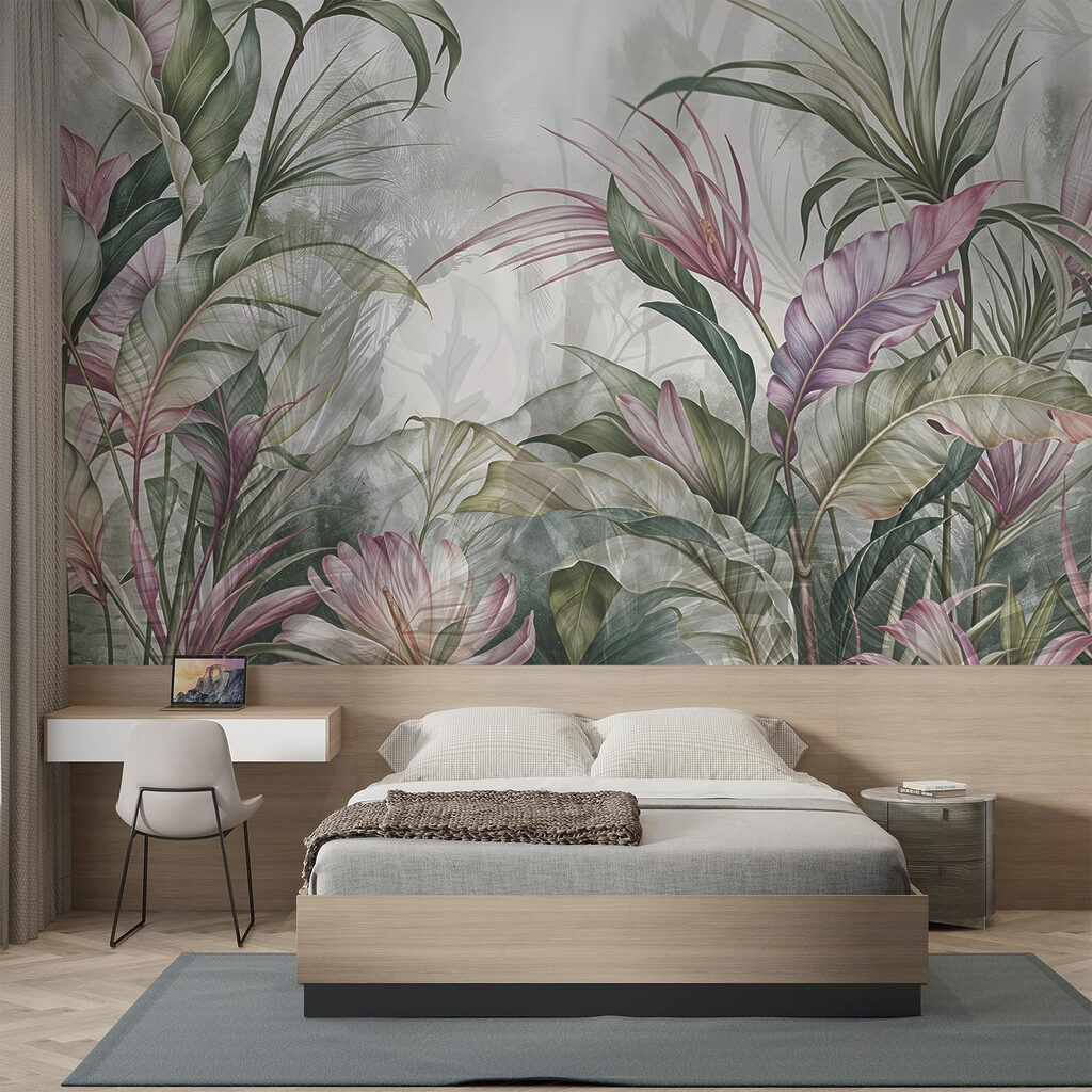 Tropenplanten met roze bladeren — interieur 1