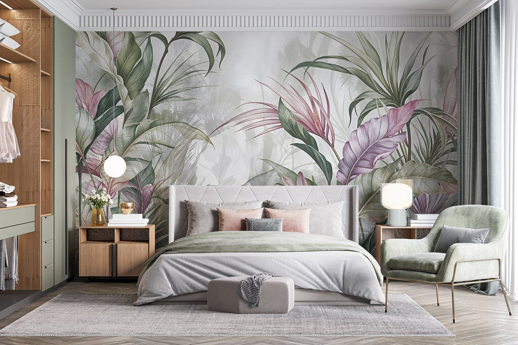Tropenplanten met roze bladeren — interieur 2