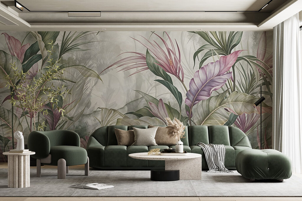 Tropenplanten met roze bladeren — interieur 4