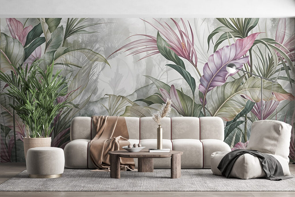 Tropenplanten met roze bladeren — interieur 5