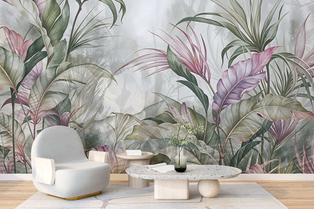 Tropenplanten met roze bladeren — interieur 6