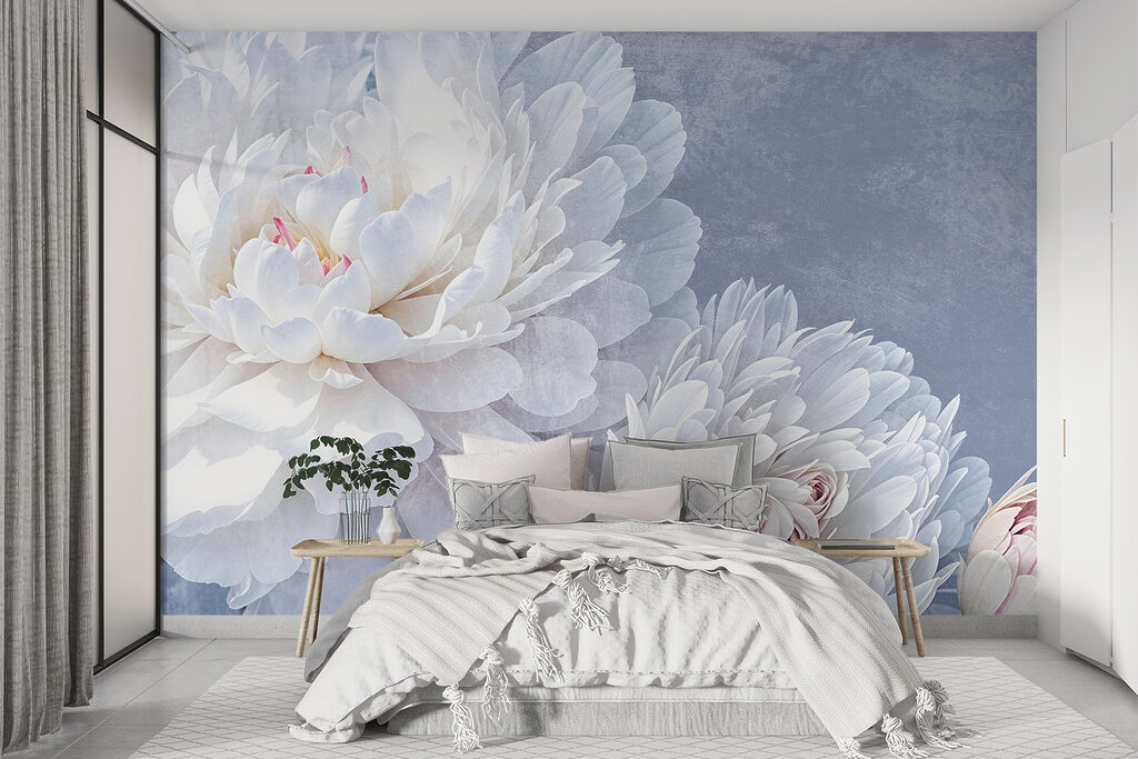 Witte pioenen op lavendel — interieur 2