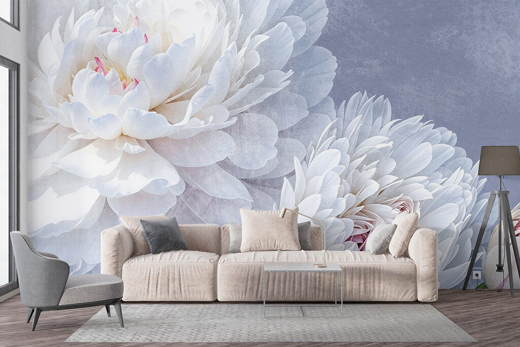 Witte pioenen op lavendel — interieur 6