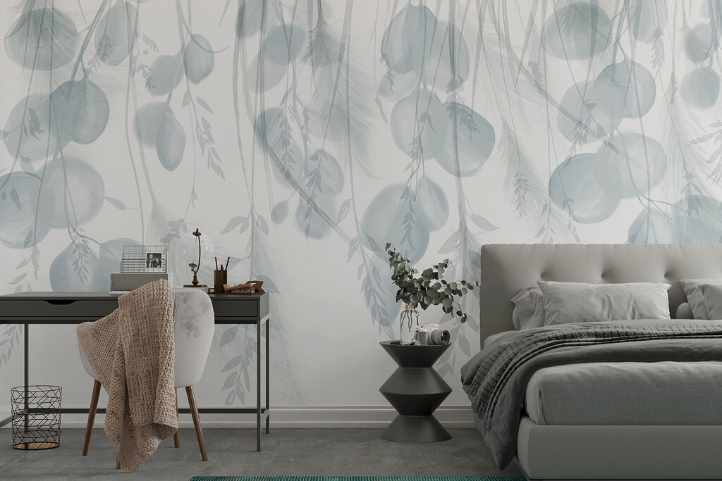 Blauwgroene takken hangen neer — interieur 1