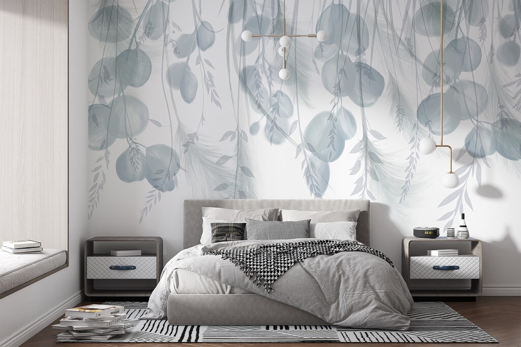 Blauwgroene takken hangen neer — interieur 2