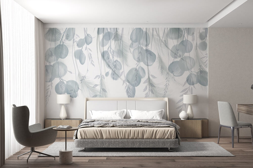 Blauwgroene takken hangen neer — interieur 3