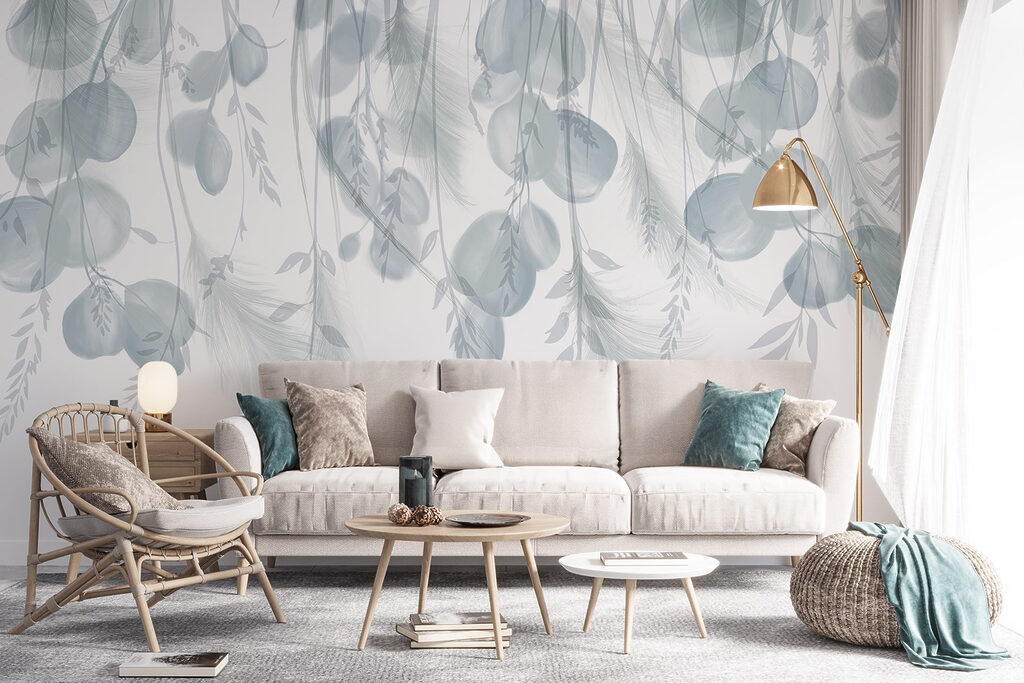 Blauwgroene takken hangen neer — interieur 4