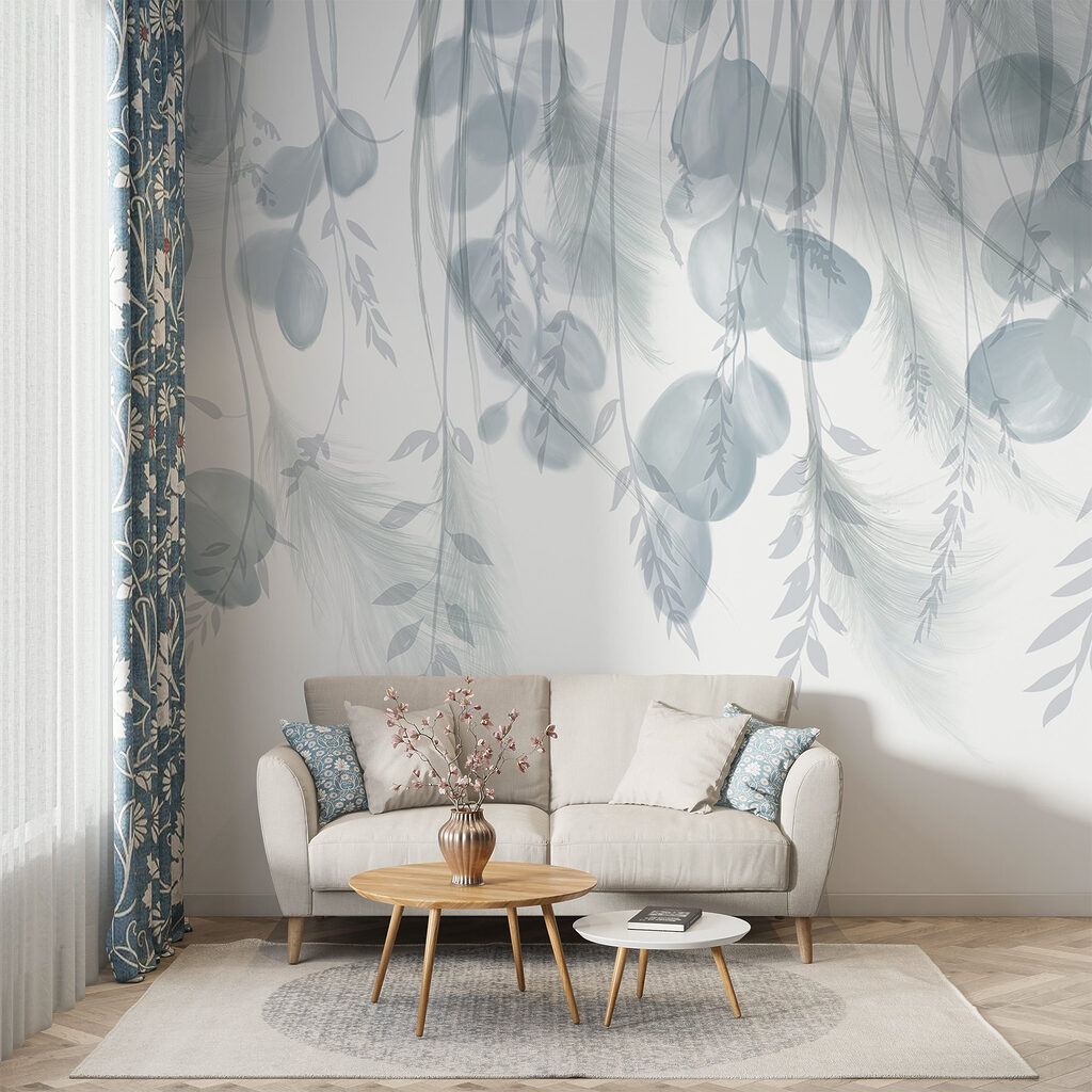 Blauwgroene takken hangen neer — interieur 6