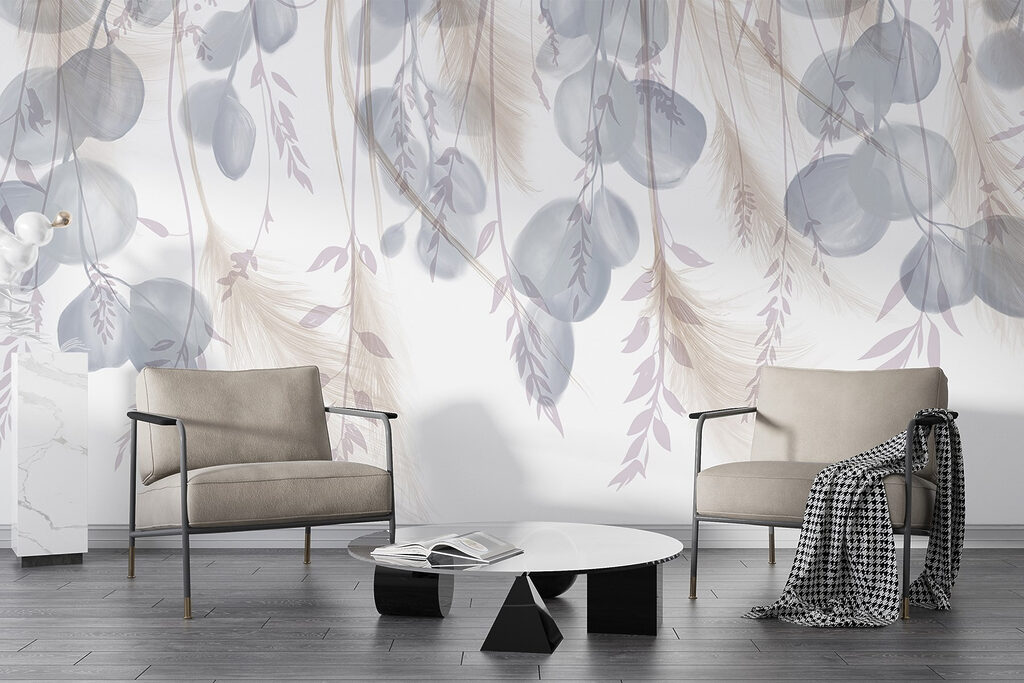 Slingers met blauwe blaadjes — interieur 2