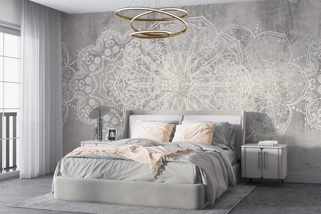 Witte mandala's op grijs — interieur 4