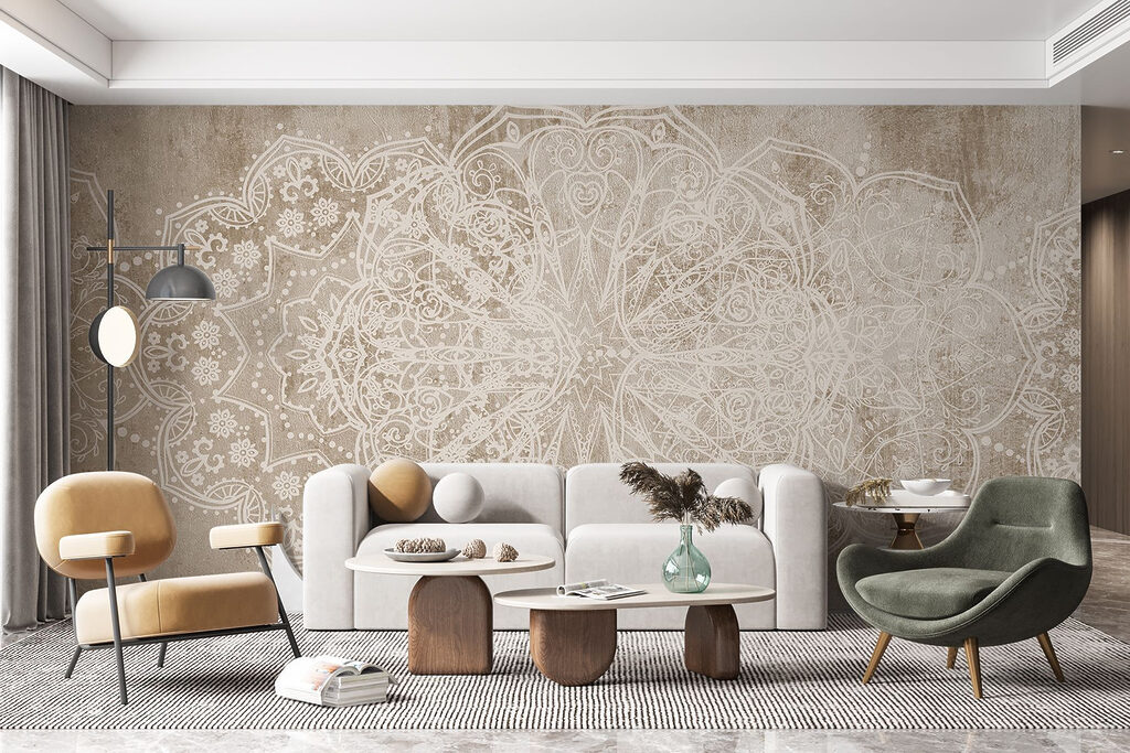 Wit sierlijk ontwerp op een bruin oppervlak — interieur 4