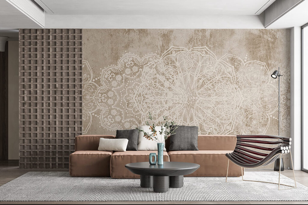Wit sierlijk ontwerp op een bruin oppervlak — interieur 6