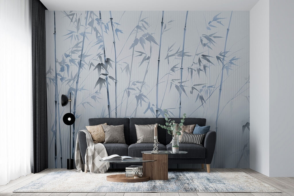 Zachte bamboesilhouetten in zachte tinten — interieur 3