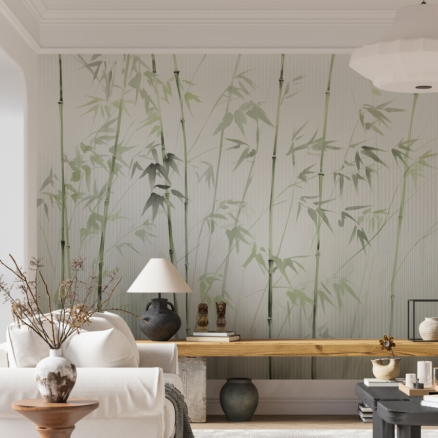 Bamboestengels met bladeren erop geschilderd — interieur 2