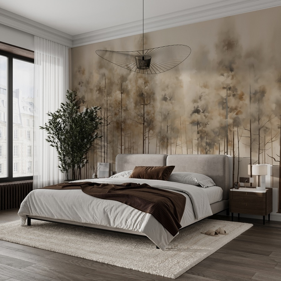 Hoge dennen in sepianevel — interieur 2