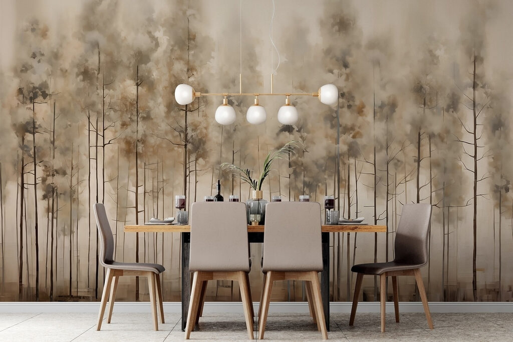 Hoge dennen in sepianevel — interieur 3