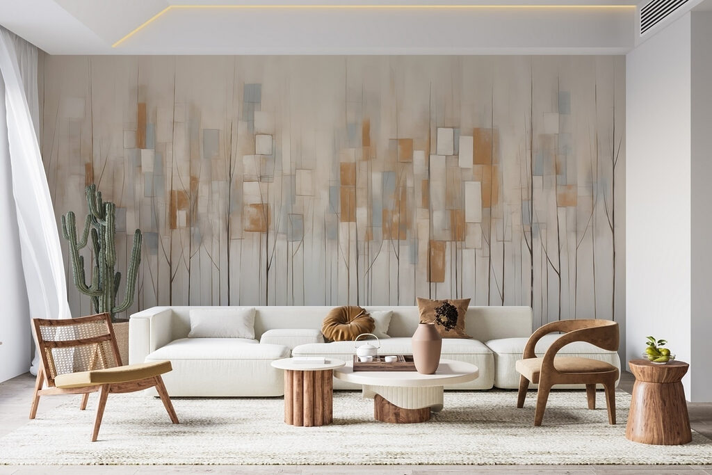 Kleurvlakjes boven dunne stelen — interieur 1