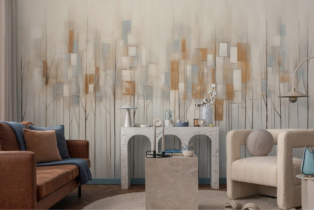Kleurvlakjes boven dunne stelen — interieur 3