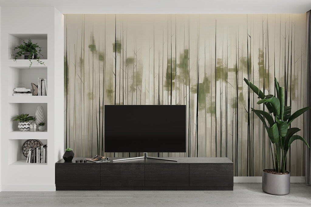 Groene stelen met verfvlekjes — interieur 1