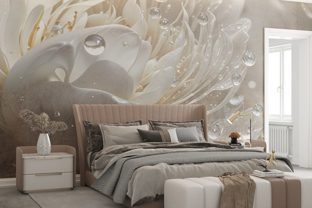 Glanzende bloem met druppels — interieur 2