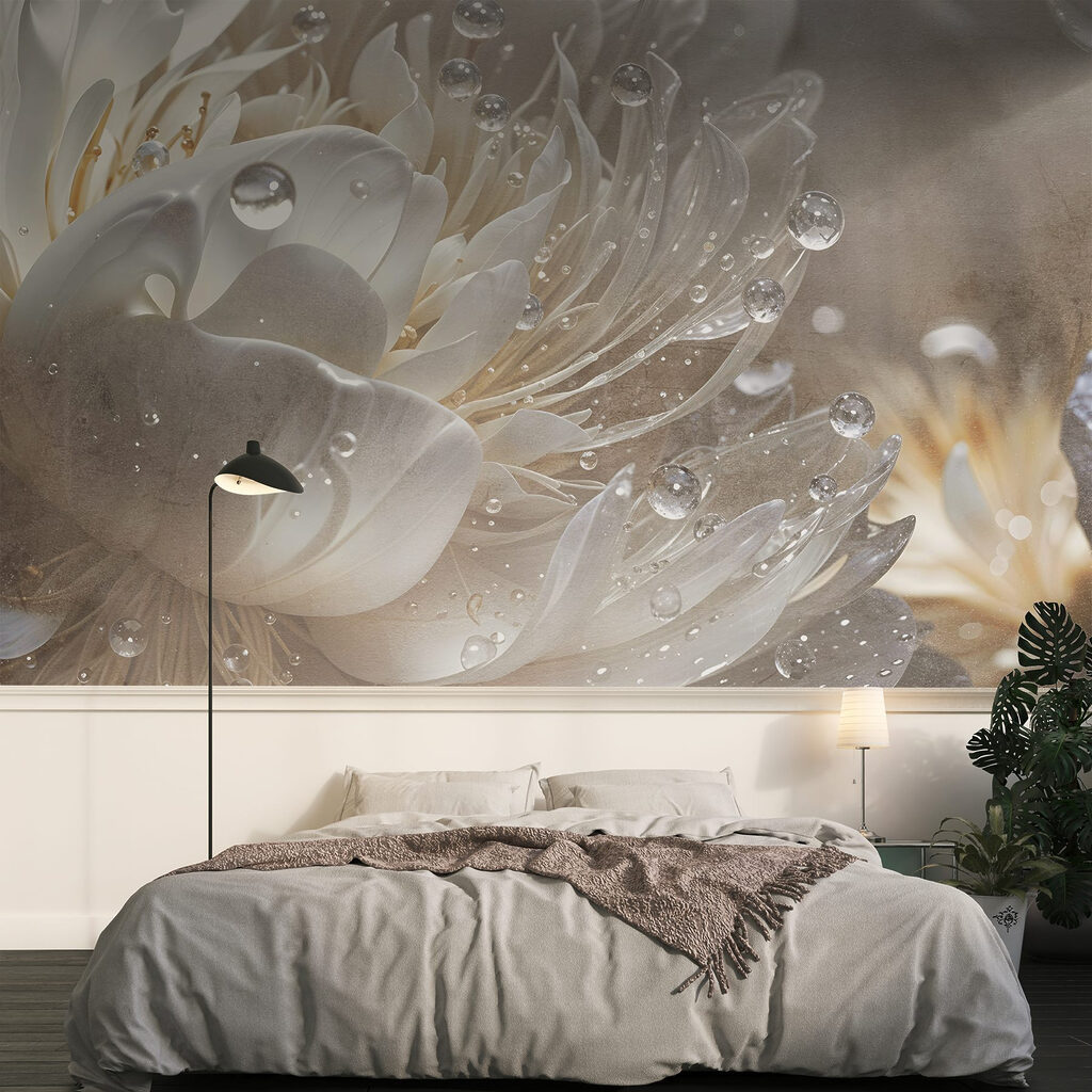 Glanzende bloem met druppels — interieur 3