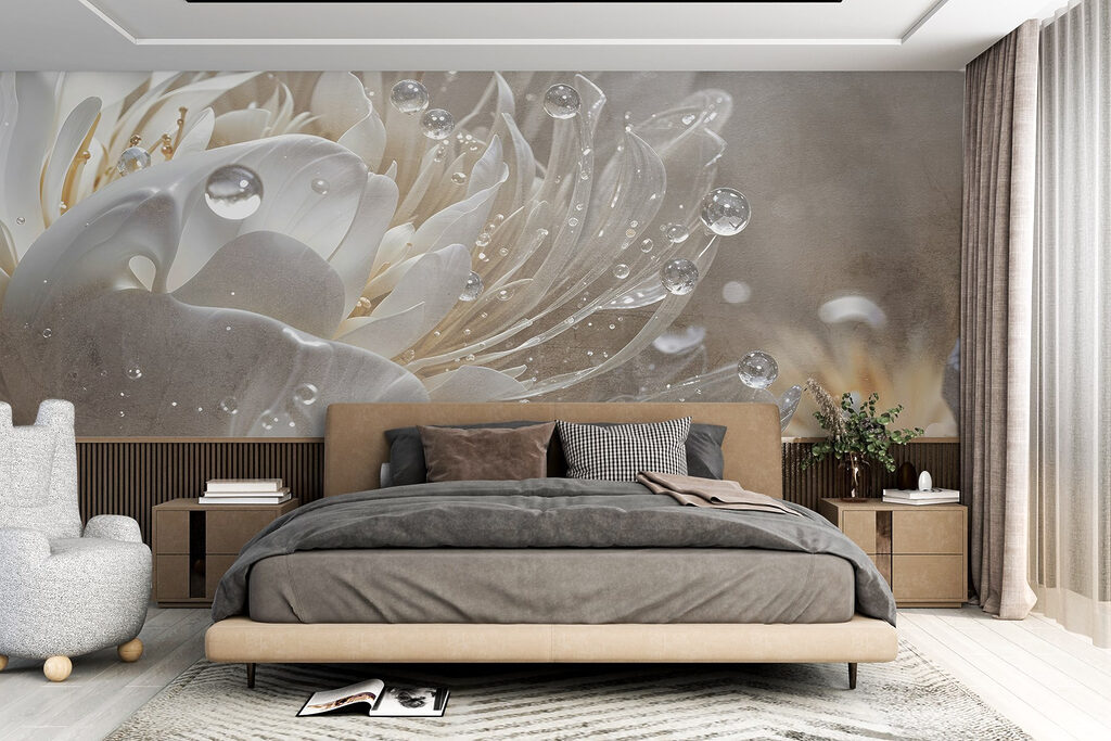 Glanzende bloem met druppels — interieur 4