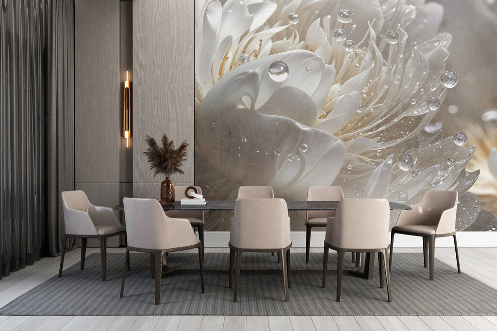 Glanzende bloem met druppels — interieur 5