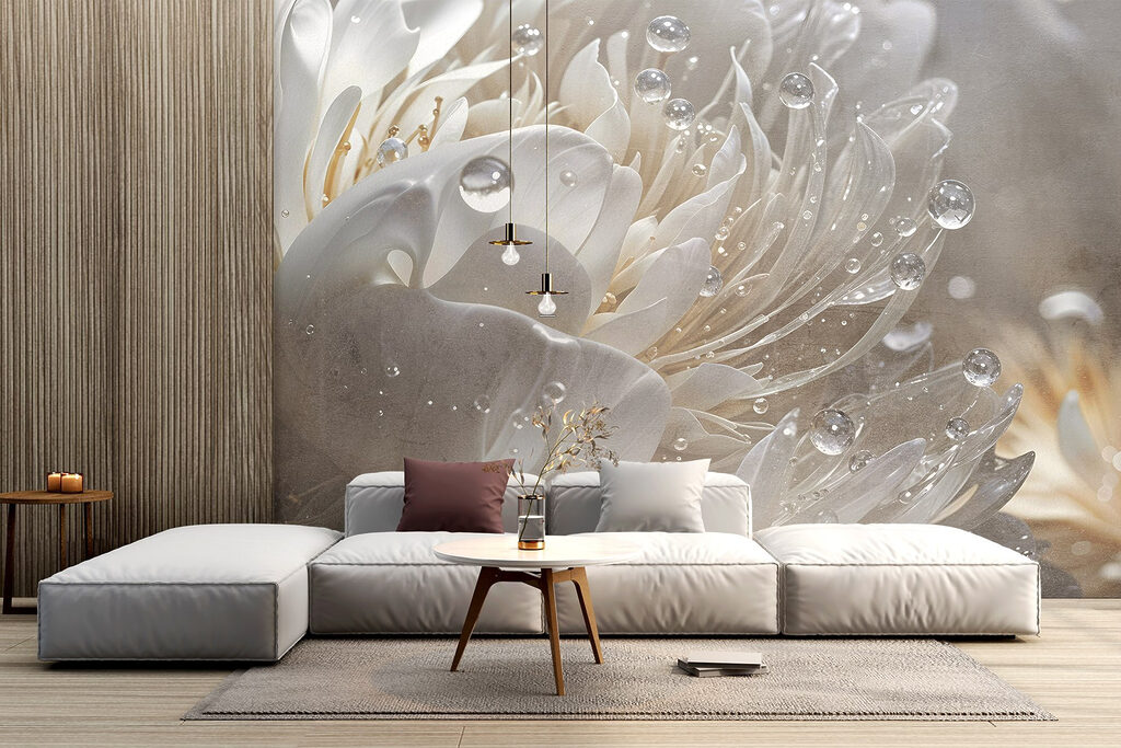 Glanzende bloem met druppels — interieur 6