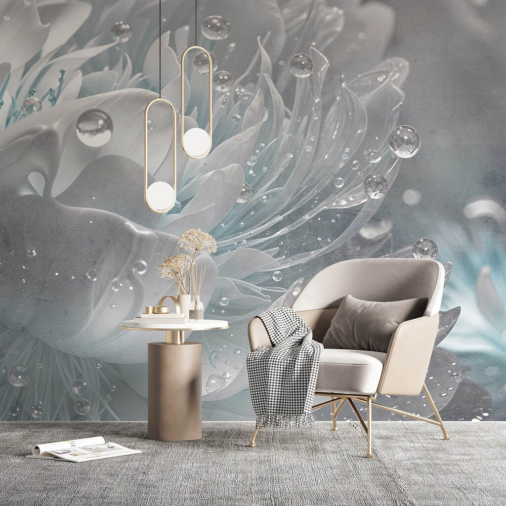 IJsblauwe bloem met dauw — interieur 3