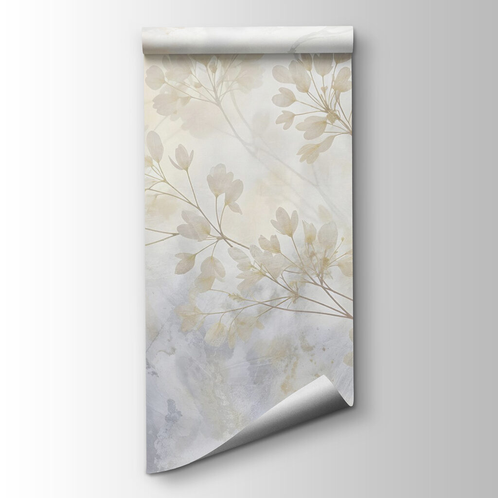 Witte bloesem in blauw — productweergave