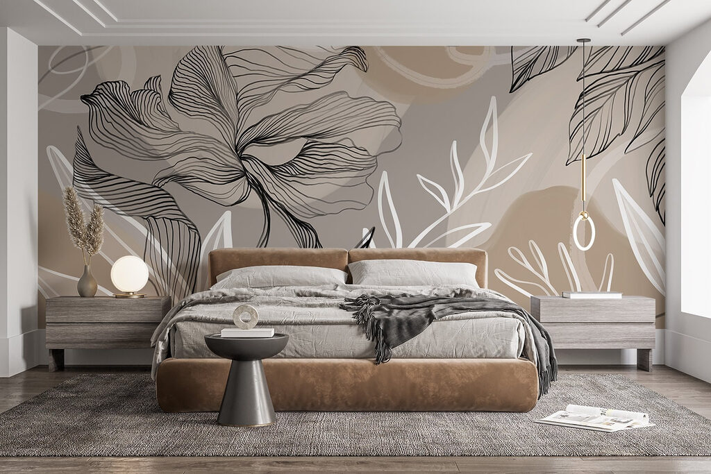 Bloemlijnen op warme vlakken — interieur 3