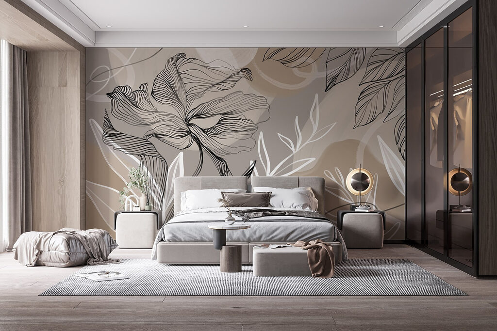Bloemlijnen op warme vlakken — interieur 4