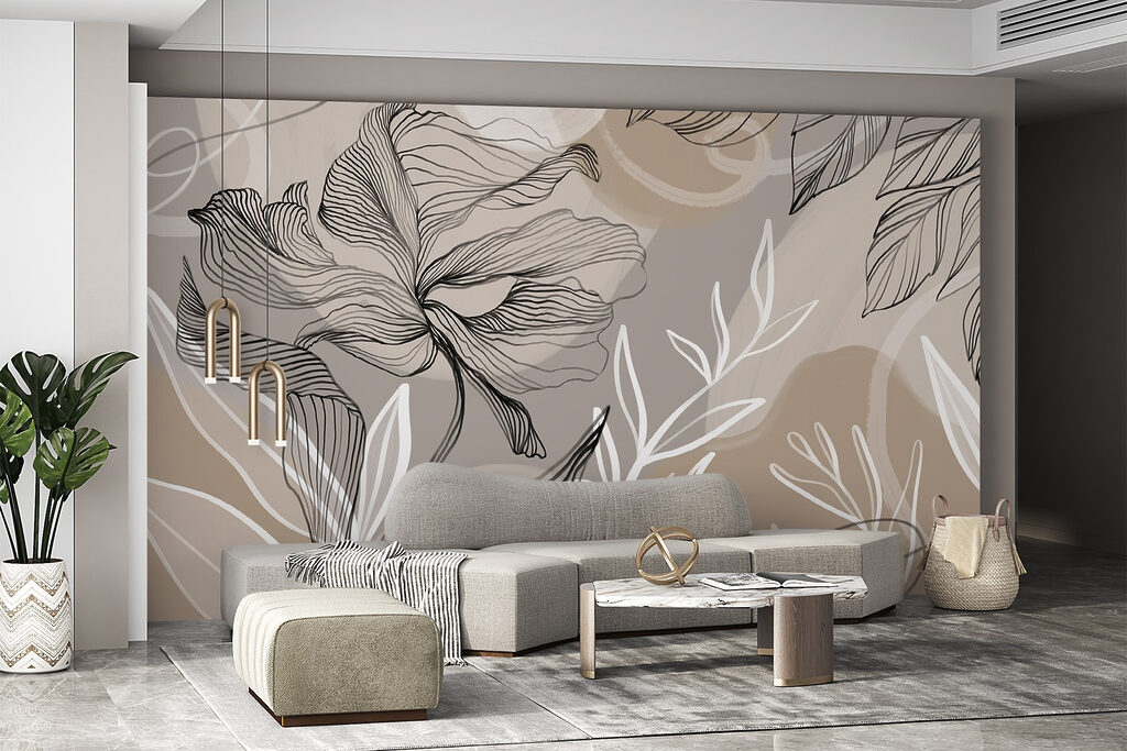 Bloemlijnen op warme vlakken — interieur 5