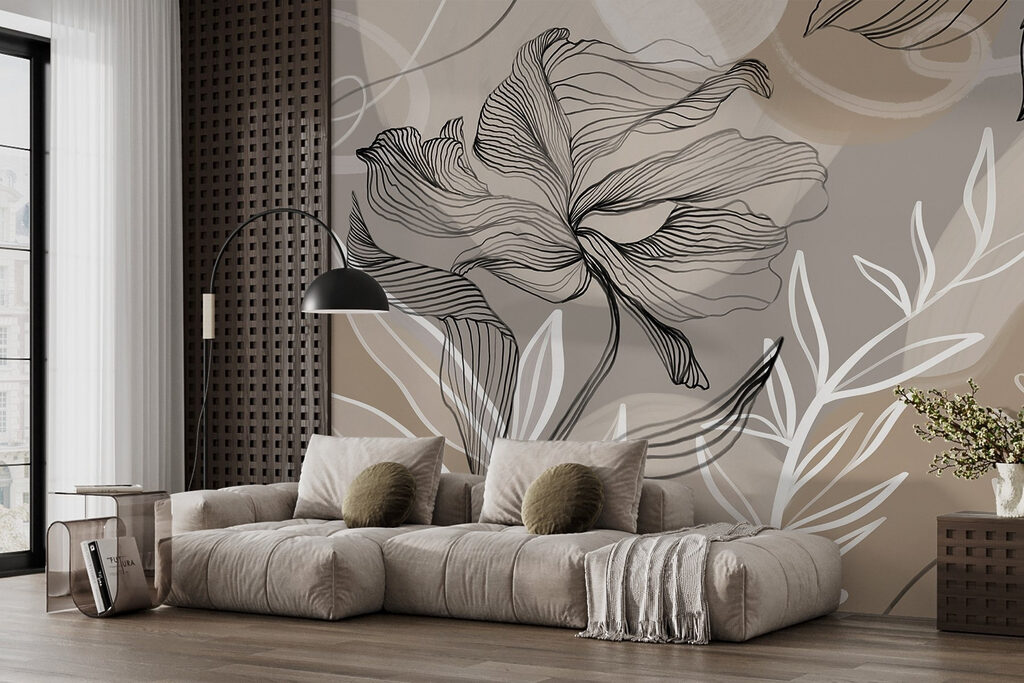 Bloemlijnen op warme vlakken — interieur 6