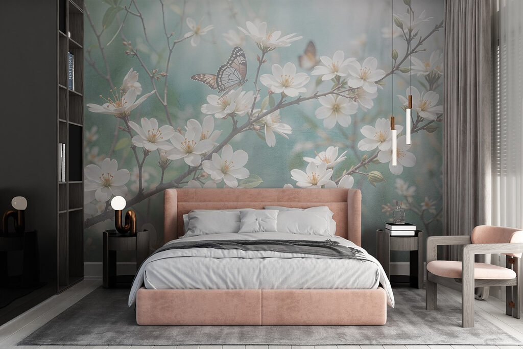 Vlinders op witte bloesem — interieur 2