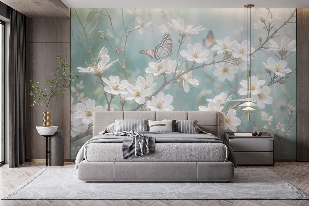 Vlinders op witte bloesem — interieur 3