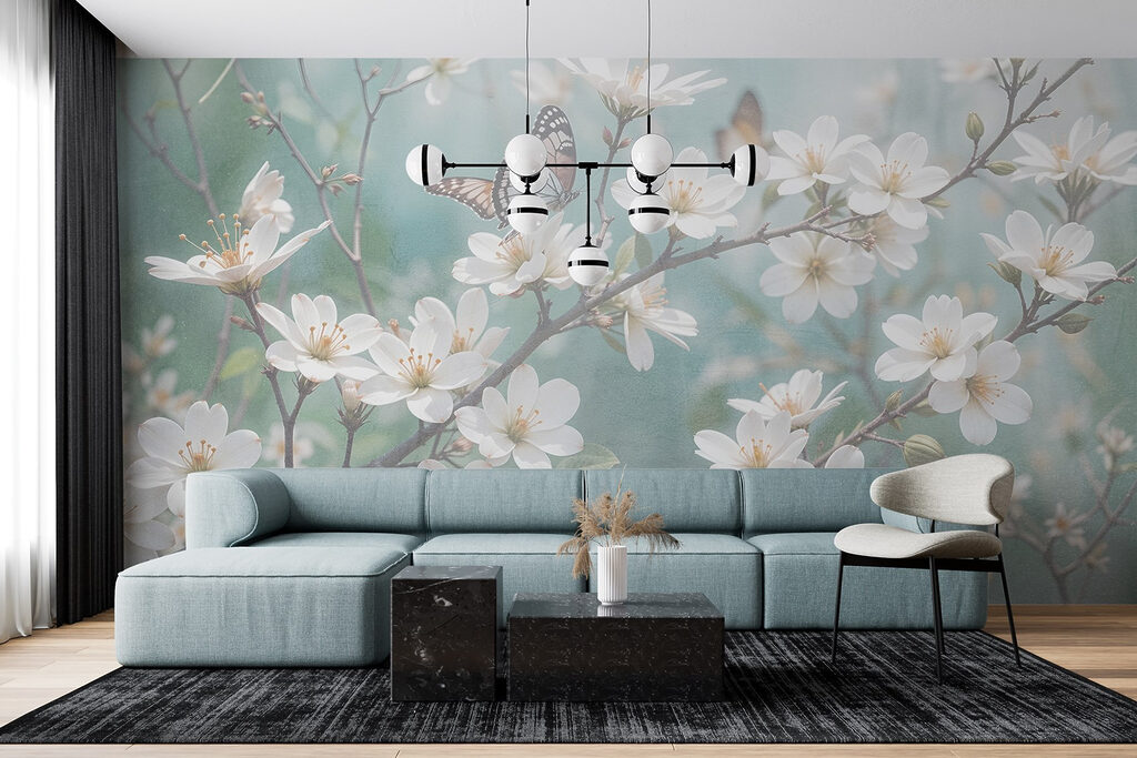 Vlinders op witte bloesem — interieur 4