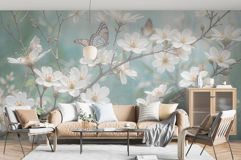 Vlinders op witte bloesem — interieur 5
