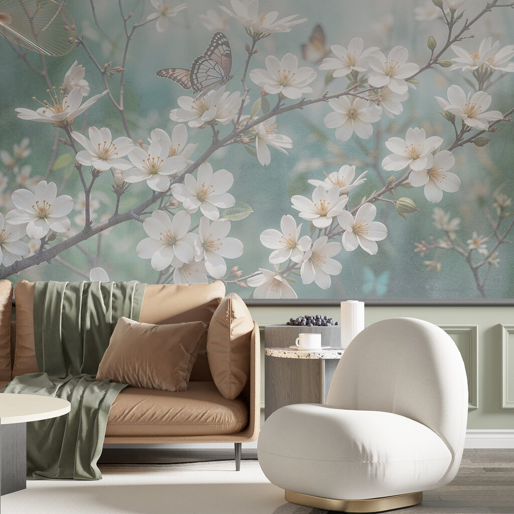 Vlinders op witte bloesem — interieur 6
