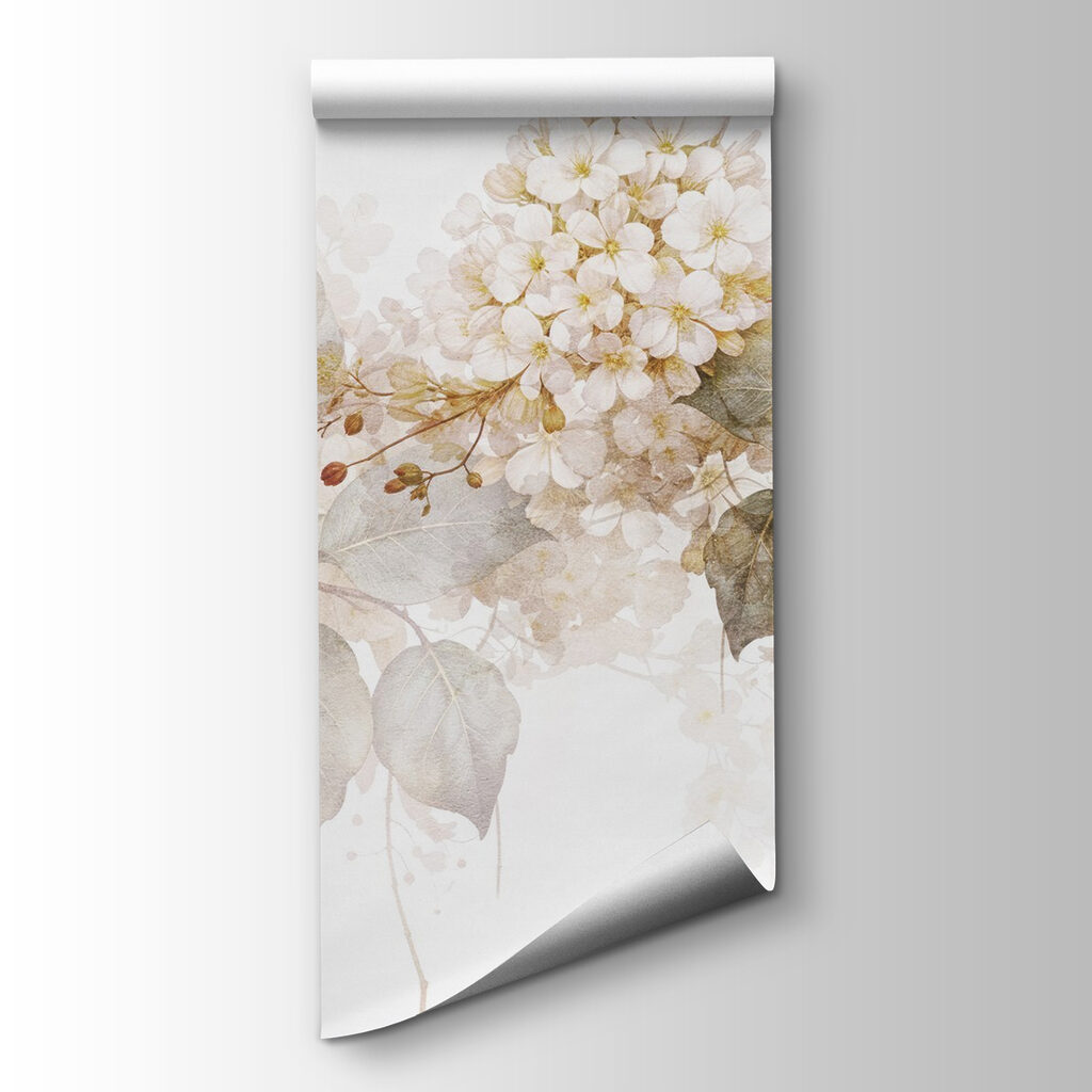 Witte bloemtrossen met waterverfdruppels — productweergave
