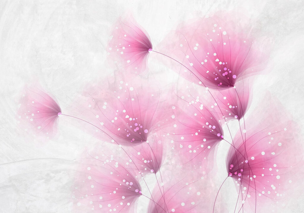 Roze pluizen met lichtstipjes — volledig ontwerp
