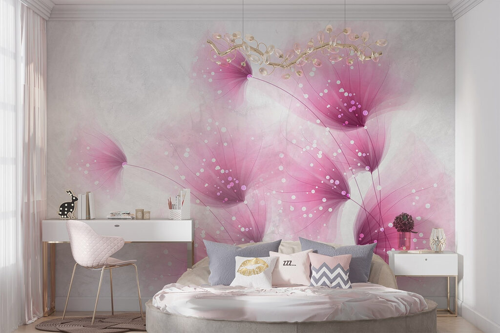 Roze pluizen met lichtstipjes — interieur 1