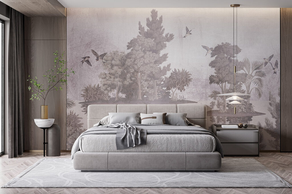 Vogels boven spiegelende boseilanden — interieur 2